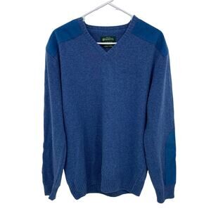 Beretta Mens Blue Wool Blend V-Neck Pullover Sweater Size L